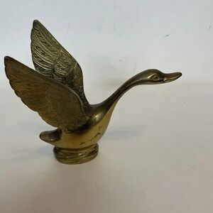 Vintage Mid Century Solid Brass Flying‎ Swan Figurine 6"